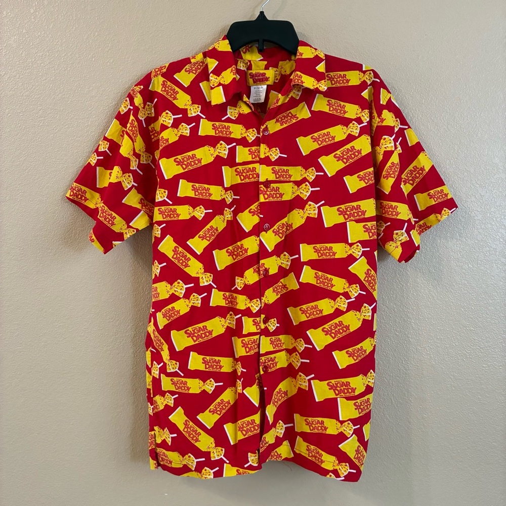 Vintage Y2K Sugar Daddy Size M Retro Candy Short Sleeve Cotton Button Down Shirt